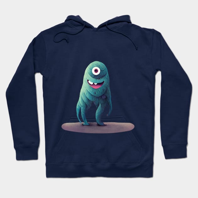 Cute Green One Eye Monster Hoodie by CuteMonsters